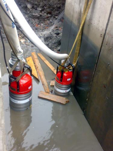 Submersible Drainage pumps in construction 
